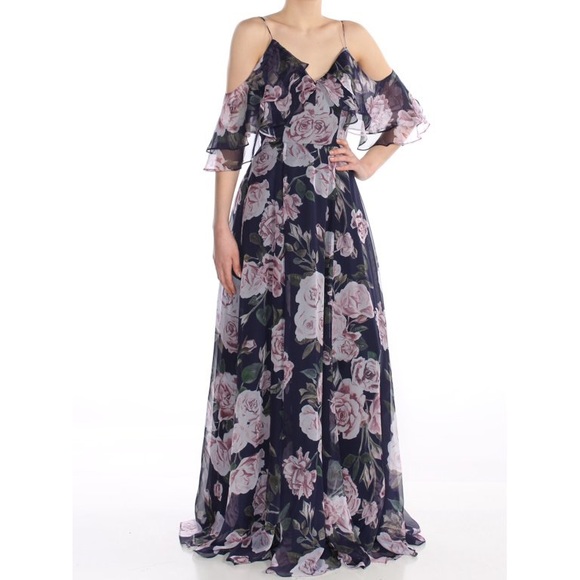 Floral Off Shoulder Floor Length Gown NWT - Picture 1 of 5